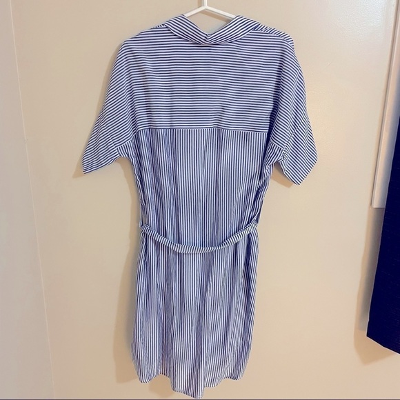MELISSA Nepton Collar ButtonDown Belted Chest Pocket Striped Midi Shirt … - Picture 5 of 12